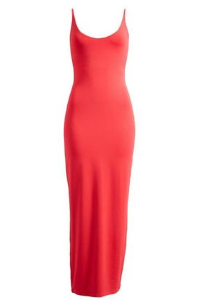 SKIMS Smooth Lounge Skimpy Scoop Neck Maxi Dress in Carmine at Nordstrom, Size Xx-Small