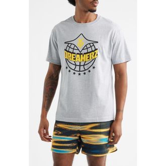 Overtime City Dreamerz Globe Cotton Graphic T-Shirt in Grey at Nordstrom, Size Xx-Large