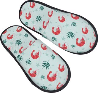 Generic Hotel Slippers Red Shrimp Green Grass Soft Fuzzy Slippers Breathable House Shoes For Spa Room Winter L