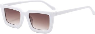 Generic Mens Square Small Frame Sunglasses Outdoor Driving Women Sports(White)
