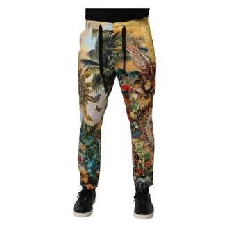 Dolce & Gabbana Slim-fit Trousers, male, Multicolor, Size: 4XL Tropical King Lounge Trouser Pants