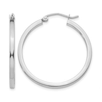 Diamond2Deal 14k Gold 2mm Square Shape Tube Hoop Earrings