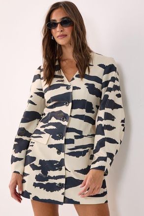 NASTY GAL Cocoon Sleeve Tailored Mini Dress in Butter at Nordstrom, Size 10