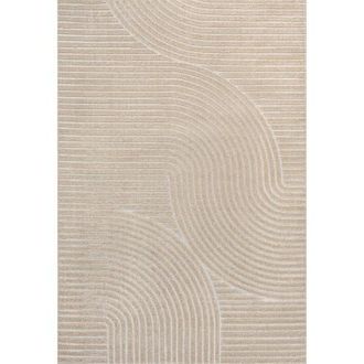 Jonathan Y Designs Hallie High-Low Minimalist Curve Geometric Indoor/Outdoor Area Rug in Beige/cream at Nordstrom, Size 2Ft 0In X 8Ft 0In