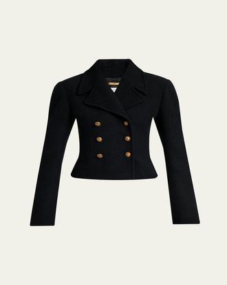 Chlo&eacute; Double-Breasted Wool Bouclette Crop Jacket