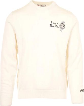 MC2 Saint Barth Heron Light Crewneck - Heren - Ronde hals truien - Wit - L - Wol - Truien & Vesten