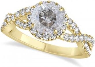 Allurez Salt & Pepper Diamond & Diamond Twisted Engagement Ring 14k Yellow Gold 1.30ct