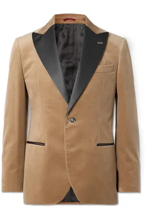 Brunello Cucinelli Slim-Fit Satin-Trimmed Cotton-Velvet Tuxedo Jacket