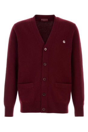 Gucci Maroon V Neck Cardigans