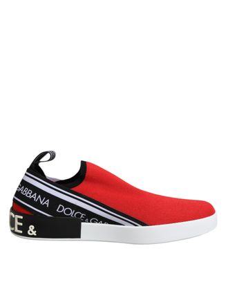 Dolce & Gabbana Red Logo Low Top Slip On Men Sneakers Mens Shoes