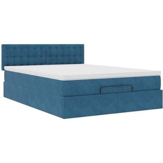 vidaXL Vidaxl - Estructura De Cama Otomana Con Colch&oacute;n Terciopelo Azul Oscuro