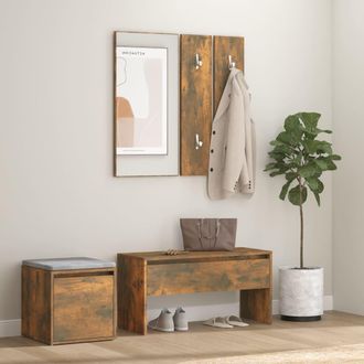 vidaXL Vidaxl - Set De Muebles De Recibidor Madera Contrachapada Roble Ahumado