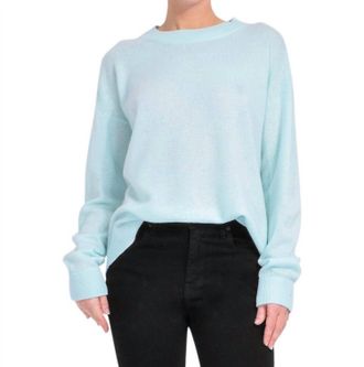Alice & Olivia Fila Crewneck Pullover Sweater In Blue