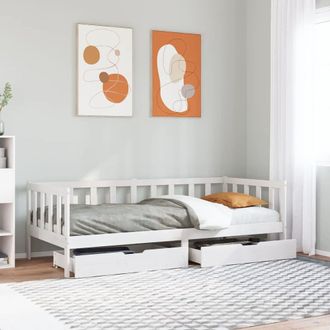 Berkfield Home Daybed with Drawers without Mattress White 90x200 cm Solid Wood