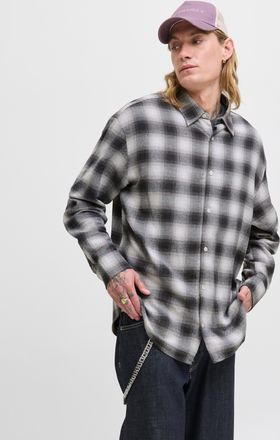 Jack & Jones Langarmhemd JACK & JONES JCOCOVER CHECKED FLANNEL SHIRT LS, Herren, Gr. XL, N-Gr, phantom checks:shadow, Web, Obermaterial: 100% Baumwolle, kariert, r
