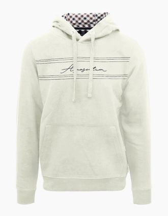 Aquascutum Mens Hooded Neck Signature Print Sweatshirt - Cream/Yellow - Size: 36