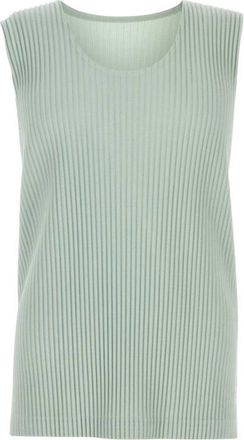 Issey Miyake Pliss&eacute; Tanktop - Dames - Tops zonder mouwen - Groen - XL - Polyester - Tops