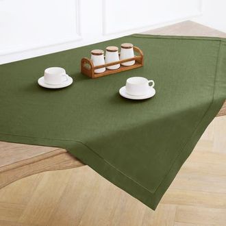 Solino Home Linen Table Throw - Classic Hemstitch, 52 x 52 Inch, 52 x 52 Inch in Olive at Nordstrom, Size Medium