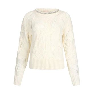 Liu Jo Ma 37R 10701 Ronde hals Knit - Dames - Ronde hals truien - Wit - M - Wol - Truien & Vesten