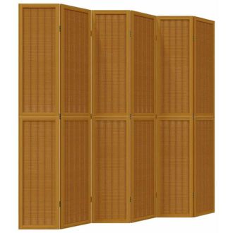 vidaXL Divisorio Ambienti 6 Pannelli Marrone Legno Massello Paulownia vidaXL