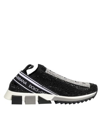Dolce & Gabbana Black Silver Slip On Sorrento Sneakers Womens Shoes