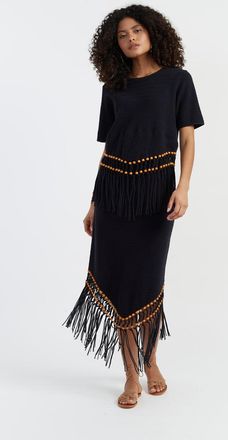 Chinti and Parker Black Laura Whitmore Beaded Top
