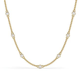 Diamond2Deal 14K Gold Round Cut Lab Grown Diamond Station Necklace 18 4 Ct