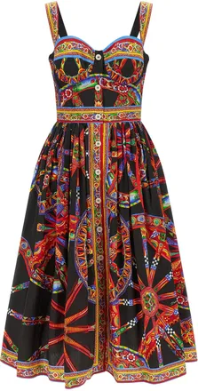 Dolce & Gabbana Multicolor Cotton Midi Womens Dress