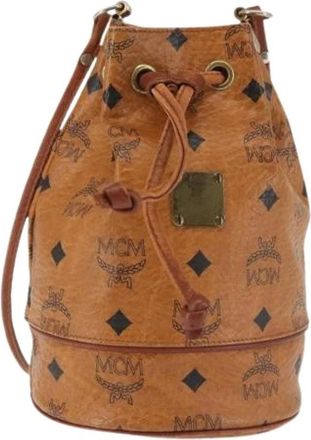 MCM Pre-owned Bucket Bags, female, Brown, Size: ONE SIZE Pre-owned Plastic Shoulder Bag