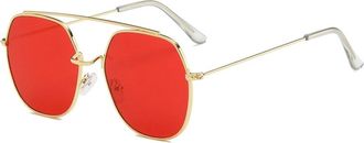 Generic Mens Metal Driving Sunglasses Vacation Commuter Womens Sports Sun Glasses(Red)