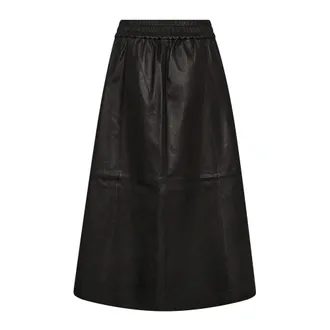 Mos Mosh Black Leather Skirt A-line Style