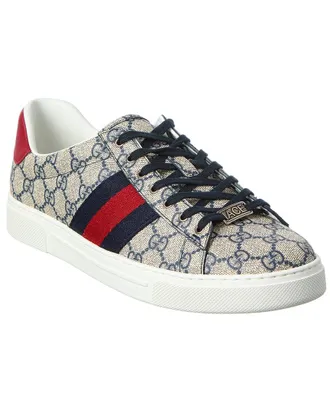 Gucci Ace Web Gg Supreme Canvas & Leather Sneaker