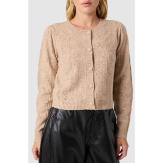 All in Favor Bow Pointelle Stitch Cardigan in Taupe at Nordstrom Rack, Size X-Large