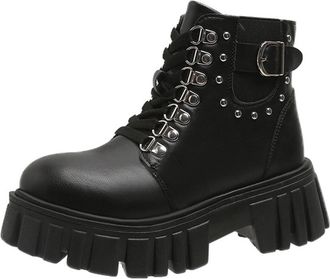 Generic Black Classic Ankle Boots with Lace Up Front and Platform Sole for A Sturdy and Fashionable Everyday Look