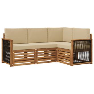 vidaXL Juegos De Sof&aacute;s Con Coj&iacute;n 4 Pcs Madera De Acacia S&oacute;lida Vidaxl