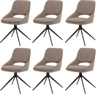 Hhg Juego De 6 Sillas De Comedor Hhg 612, Silla De Cocina, Giratoria Con Retorno Autom&aacute;tico, Tejido Boucl&eacute; (540 G/m&sup2;) &Ouml;ko-tex, Beige