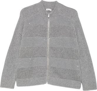 PESERICO C&aacute;rdigan de punto abierto con lentejuelas - Knitwear - Mujer - Gris - M