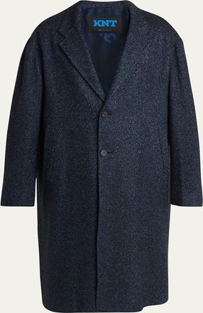 Kiton Mens Cashmere Blend Dark Blue Overcoat