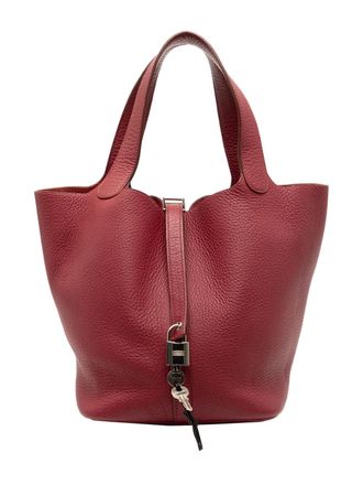 Hermès Borsa a mano Picotin Lock 22 in pelle Clemence 2011 - Rosso