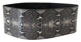 Ermanno Scervino Wide Leather Snakeskin Design Waist Womens Belt