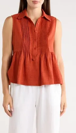 Max Studio Sleeveless Peplum Top in Terracotta at Nordstrom Rack, Size X-Small