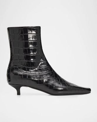 Toteme 35mm Slim Croc-Embossed Leather Ankle Boots