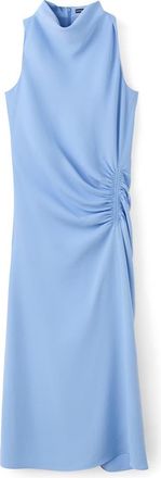 Mango Ruched Sleeveless Midi Dress in Sky Blue at Nordstrom, Size Small