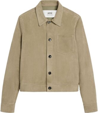Ami boxy-fit goatskin shirt jacket - men - Goat Skin - M - Green