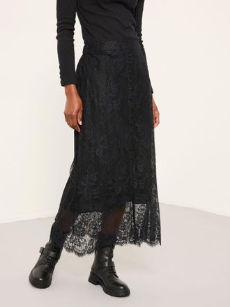 Fat Face FatFace Nancy Black Lace Midi Skirt