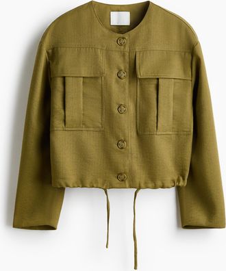 H&M Kragenlose Jacke - Green