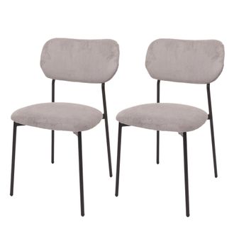 Hhg Juego De 2 Sillas De Comedor Hhg 064, Silla De Cocina Silla Tapizada, Cuerda (330g/m&sup2;) Tela/textil Metal, Gris Claro