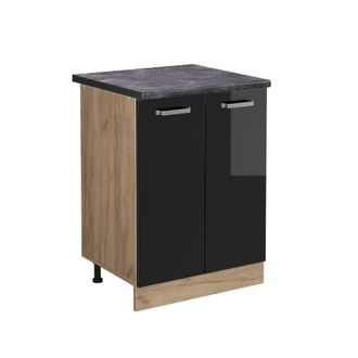 Vicco Mueble Bajo De Cocina R-line, Negro Brillo Intenso, 60 Cm, Et Antracita