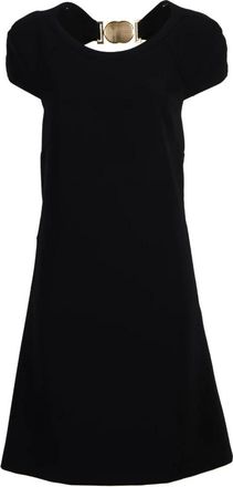 Moschino Zwarte Double Smile Boucle Jurk - Dames - Korte kleedjes - Zwart - M - Polyester - Kleedjes