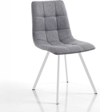 Oresteluchetta Juego De 4 Sillas De Comedor Tapizadas En Tela Con Patas De Acero Jane - Blanco - Gris